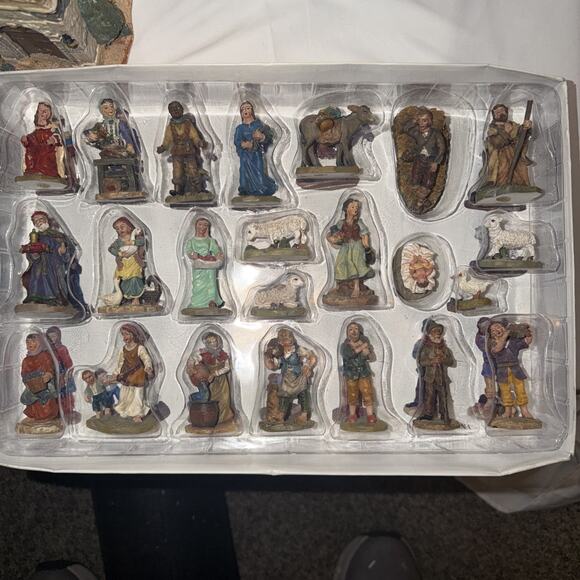 Vintage Christmas Nativity Scene 46 pc CERAMIC OLD WORLD STONE VILLAGE Bethlehem - Picture 2 of 16